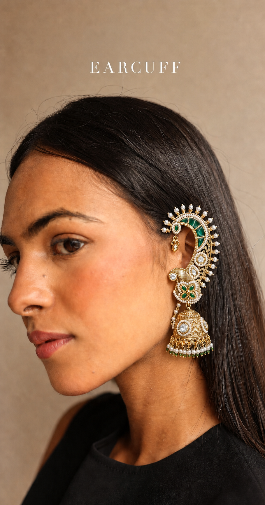 Mayura Kaan Cuff styled with an ivory drape