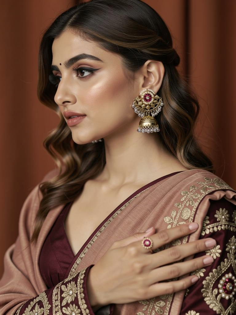 Statement jhumka styled traditionally